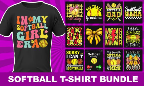 Softball T-Shirt Designs Bundle